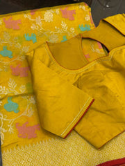 Beautiful yellow Pure Chanderi Silk