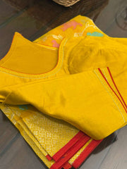 Beautiful yellow Pure Chanderi Silk