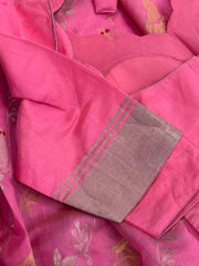 Beautiful Candy Pink Pure Chanderi Silk