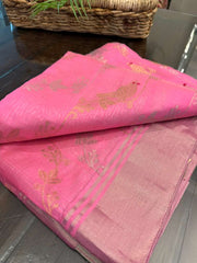 Beautiful Candy Pink Pure Chanderi Silk