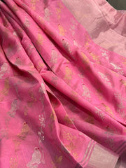 Beautiful Candy Pink Pure Chanderi Silk