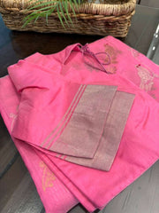 Beautiful Candy Pink Pure Chanderi Silk