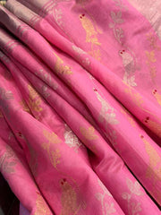 Beautiful Candy Pink Pure Chanderi Silk