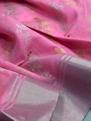 Beautiful Candy Pink Pure Chanderi Silk
