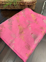 Beautiful Candy Pink Pure Chanderi Silk