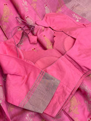 Beautiful Candy Pink Pure Chanderi Silk