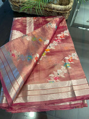 Tissue Banaras Fancy Saree with patterned blouse