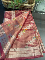 Tissue Banaras Fancy Saree with patterned blouse