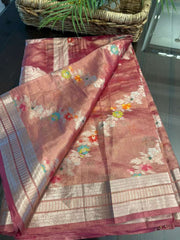 Tissue Banaras Fancy Saree with patterned blouse