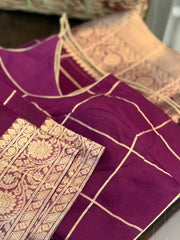 Wine Shaded Pure Banarasi Kora Silk