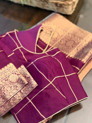 Wine Shaded Pure Banarasi Kora Silk