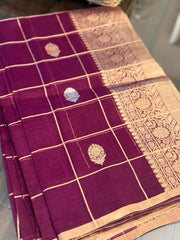 Wine Shaded Pure Banarasi Kora Silk