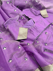 Bright and Beautiful Dark Lavender Chanderi Tissue Silk