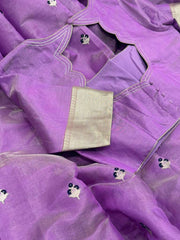 Bright and Beautiful Dark Lavender Chanderi Tissue Silk