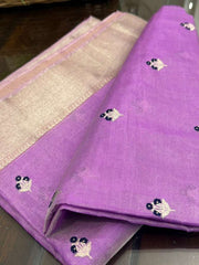 Bright and Beautiful Dark Lavender Chanderi Tissue Silk