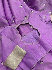 Bright and Beautiful Dark Lavender Chanderi Tissue Silk