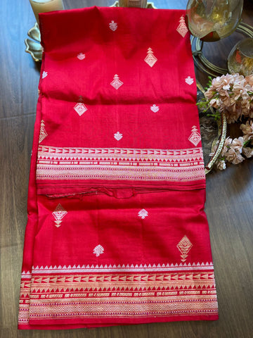 Dazzling Red Banarasi Mashru
