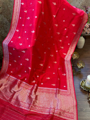 Dazzling Red Banarasi Mashru