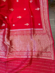 Dazzling Red Banarasi Mashru