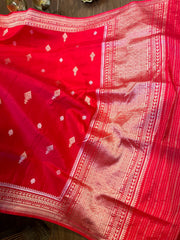 Dazzling Red Banarasi Mashru