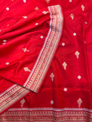 Dazzling Red Banarasi Mashru