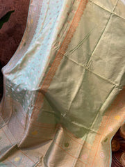 Seablue Pure Banarasi Katan