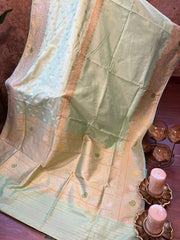 Seablue Pure Banarasi Katan