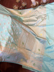 Seablue Pure Banarasi Katan