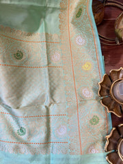 Seablue Pure Banarasi Katan