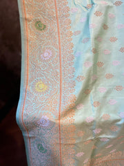 Seablue Pure Banarasi Katan