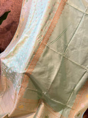 Seablue Pure Banarasi Katan