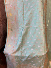Seablue Pure Banarasi Katan