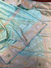 Seablue Pure Banarasi Katan