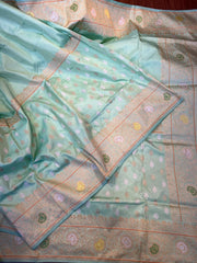 Seablue Pure Banarasi Katan