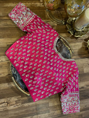 Bright Pink Intricate Handworked Silk Blouse