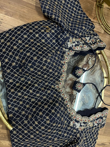 Dark Navy Handworked blouse