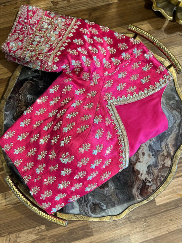 Bright Pink Intricate Handworked Silk Blouse