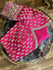 Bright Pink Intricate Handworked Silk Blouse