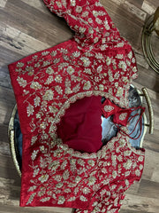 Red intricate All Over Silk Blouse