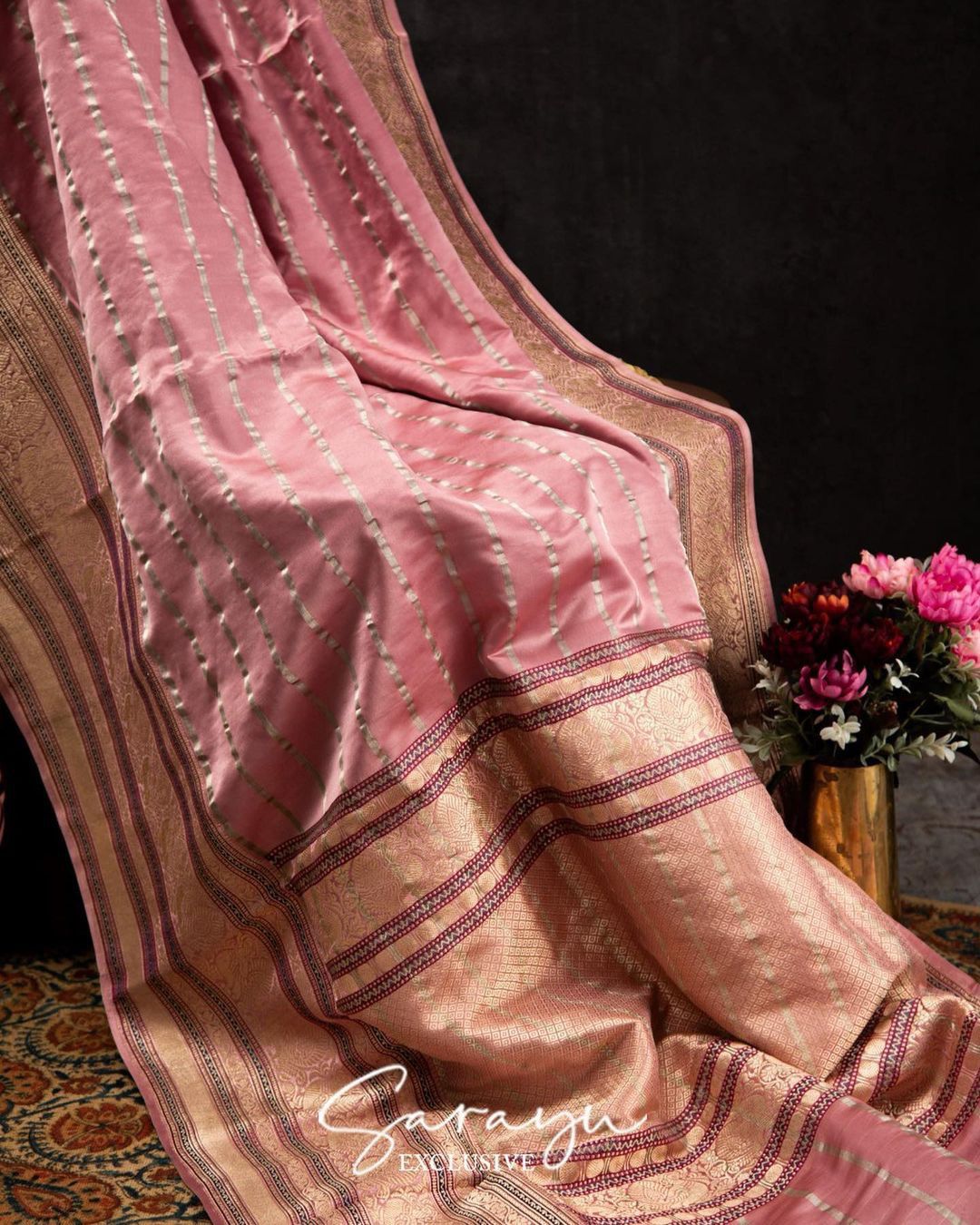 Light Blush Pink Contemporary Banarasi Soft Drape Pure Silk