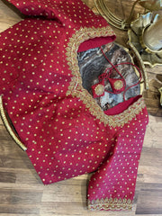 Red Rawsilk Handworked Blouse