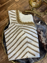 White Handworked Sleeveless Blouse
