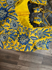 Yellow Silk Handworked Designer Blouse