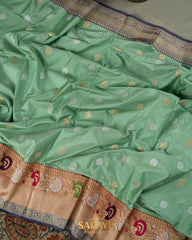 Pista Green Banarasi Pure Katan Silk Saree