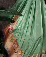 Pista Green Banarasi Pure Katan Silk Saree