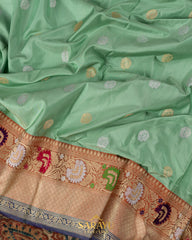 Pista Green Banarasi Pure Katan Silk Saree