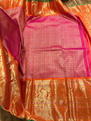 Pink and Orange Gadwal Pattu