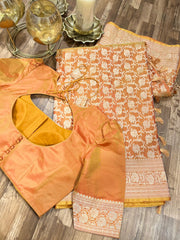 Orange Kalanetha Banarasi Katan Silk