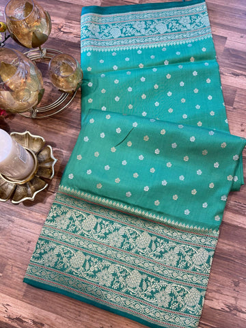 Green Pure Soft Drape Banarasi Silk Saree