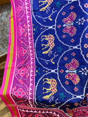 Blue and pink Single ikkat patan patola